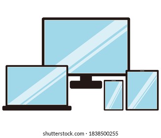 Vektorgrafik des PCs. Smartphone . Tablette. Notebook