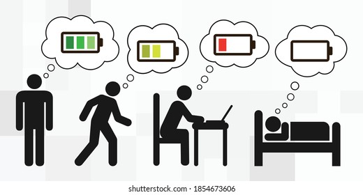 vector illustration of personal daily schedule and battery levels