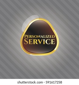 Ilustración vectorial del emblema brillante del servicio personalizado en color marrón
