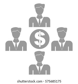 Vector Illustration of Persons with Dollar Icon in Gray
