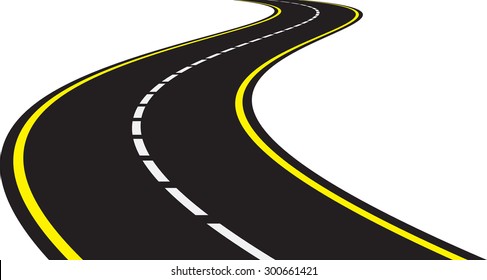 Vector Illustration Perspective Curved Road Stock Vector (Royalty Free ...