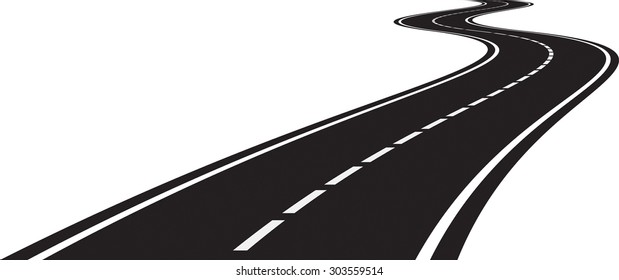 Vector illustration of perspective of curved road