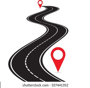 Vector illustration of perspective of curved road