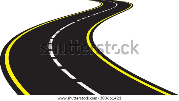 Vector\
illustration of perspective of curved\
road