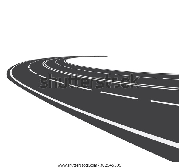Vector\
illustration of perspective of curved\
road