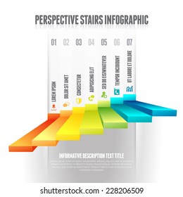 Vector illustration of perspective stairs infographic design elements.