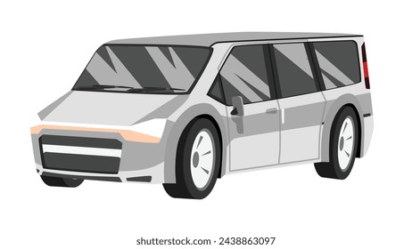 Vector or Illustration perspective view of car van grey color. Isolated on white background.