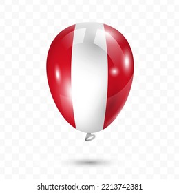 Vector illustration of Peru country flag balloon on transparent background (PNG). Flying flag balloons for Independence Day celebrations.