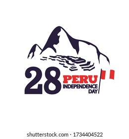 Vector Illustration of Peru Independence Day. Machu Picchu as a cultural symbol of Peru
