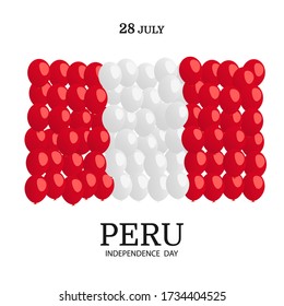 Vector Illustration of Peru Independence Day. Peru flag made of balloons.

