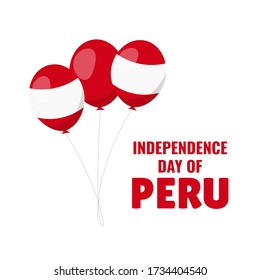 Vector Illustration of Peru Independence Day. Background with flag, balloons.

