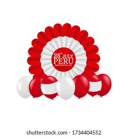 Vector Illustration of Peru Independence Day. Сockade national symbol of Peru.
