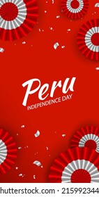 Vector Illustration of Peru Independence Day. Celebration banner. Cockade national symbol of Peru
