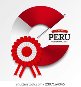 Vector Illustration of Peru Independence Day. Cockade national symbol of Peru.
