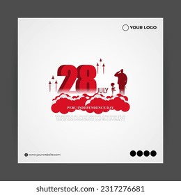 Ejemplo vectorial del Día de la Independencia de Perú 28 de julio plantilla de simulación de la historia en medios sociales