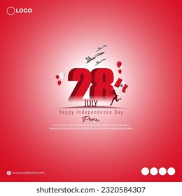 Vector illustration of Peru Independence Day 28 July social media story feed mockup template