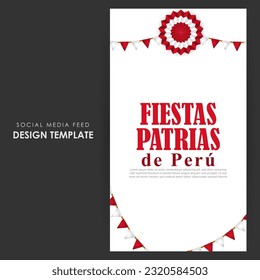 Vector illustration of Peru Independence Day 28 July social media story feed mockup template