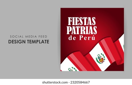 Vector illustration of Peru Independence Day 28 July social media story feed mockup template