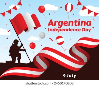 Vector Illustration of Peru Independence Day. Background with balloons and confetti.

