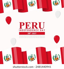 Vector illustration of Peru Independence Day social media feed template