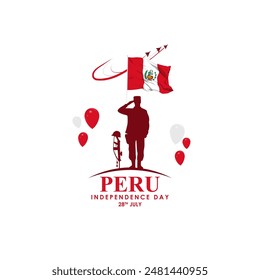Vector illustration of Peru Independence Day social media feed template