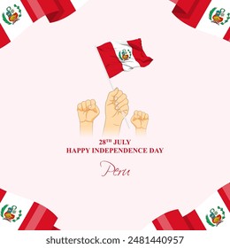 Vector illustration of Peru Independence Day social media feed template
