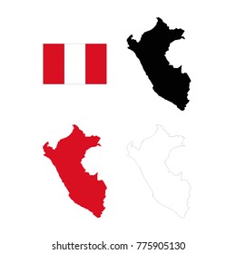 vector illustration of Peru map and flag
