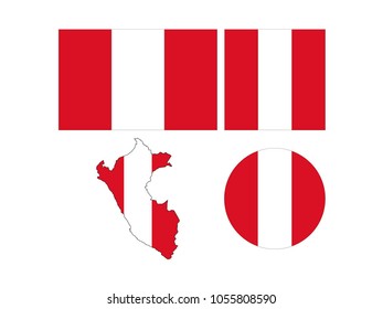 vector illustration of Peru map and flags 
