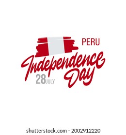 Vector illustration Peru National Day, Peruvian flag in trendy grunge style. 28 July design template for poster, banner, flayer, greeting,invitation card. Independence day card. National day design