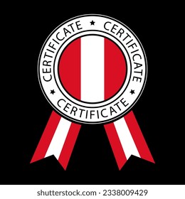 Vector illustration of Peru ribbon certificate on black background.