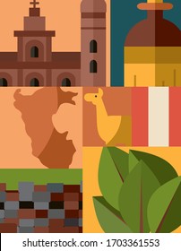 vector illustration of peru symbols