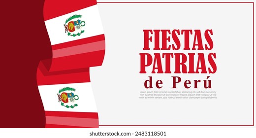 Vector illustration of Peruvian National Holidays social media feed template with written Spanish text meaning Peruvian National Holidays