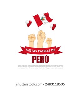 Vector illustration of Peruvian National Holidays social media feed template with written Spanish text meaning Peruvian National Holidays