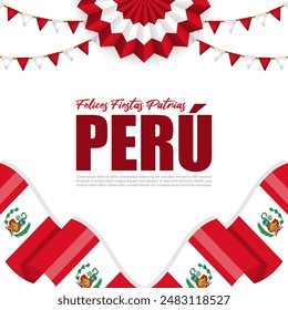 Vector illustration of Peruvian National Holidays social media feed template with written Spanish text meaning Peruvian National Holidays