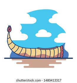 Vector Illustration Of Peruvian Reed Boat Isolated