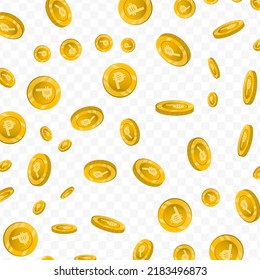Vector illustration of Peso currency. Flying gold coins on transparent background (PNG).