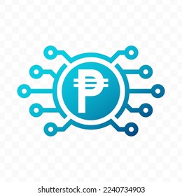 Vector illustration of Peso digital currency icon in blue color and transparent background (PNG).