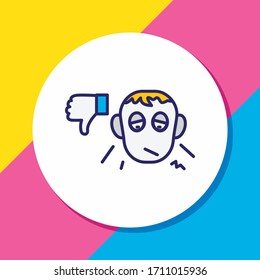 Vector illustration of pessimistic icon colored line. Beautiful emoji element also can be used as dislike icon element.