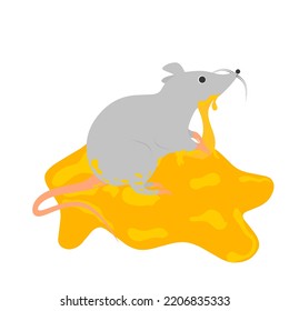 Vector Illustration Of A Pest Glue Trap. Household Mice Caught In Glue Trap