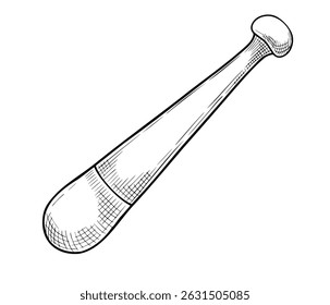 Vector illustration of Pestle for grinding herbs and spices. Hand drawn linear drawing of kitchen tool for culinary, apothecary, and herbal preparation designs. Outline sketch for recipes in cookbook.