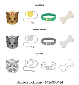 Vector illustration of pet and accessories symbol. Set of pet and shop stock symbol for web.