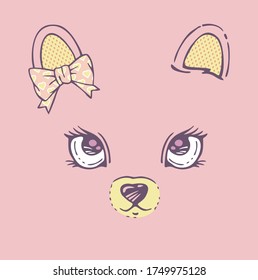 Vector illustration of pet face in cartoon style.
