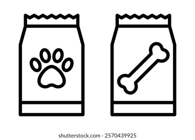 Vector illustration of pet food bags. Editable stroke.