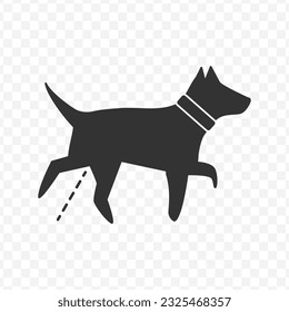 Ilustración vectorial del icono de la pee de mascota en color oscuro y fondo transparente (PNG).