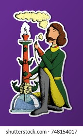 Vector illustration: Peter the Great smokes Rostral hookah