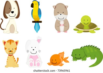 A vector illustration of pets cartoon