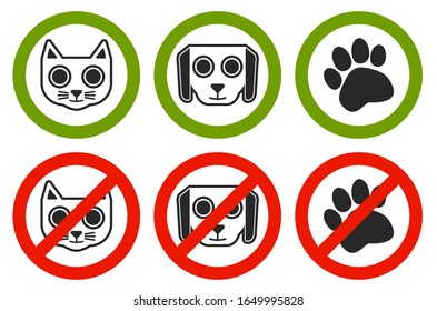 Vector illustration of pets no allowed icons.