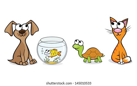 Vector illustration of pets for a pet-shop