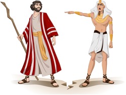 Vector Illustration Of Pharaoh Sending Moses Away. 