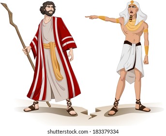 Vector illustration of Pharaoh sending Moses away. 